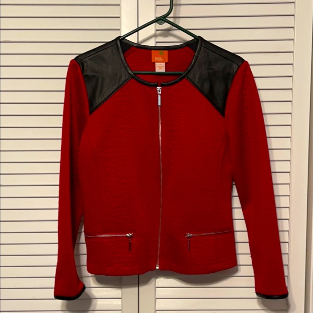 Red Heart of Palm zipper jacket size 12